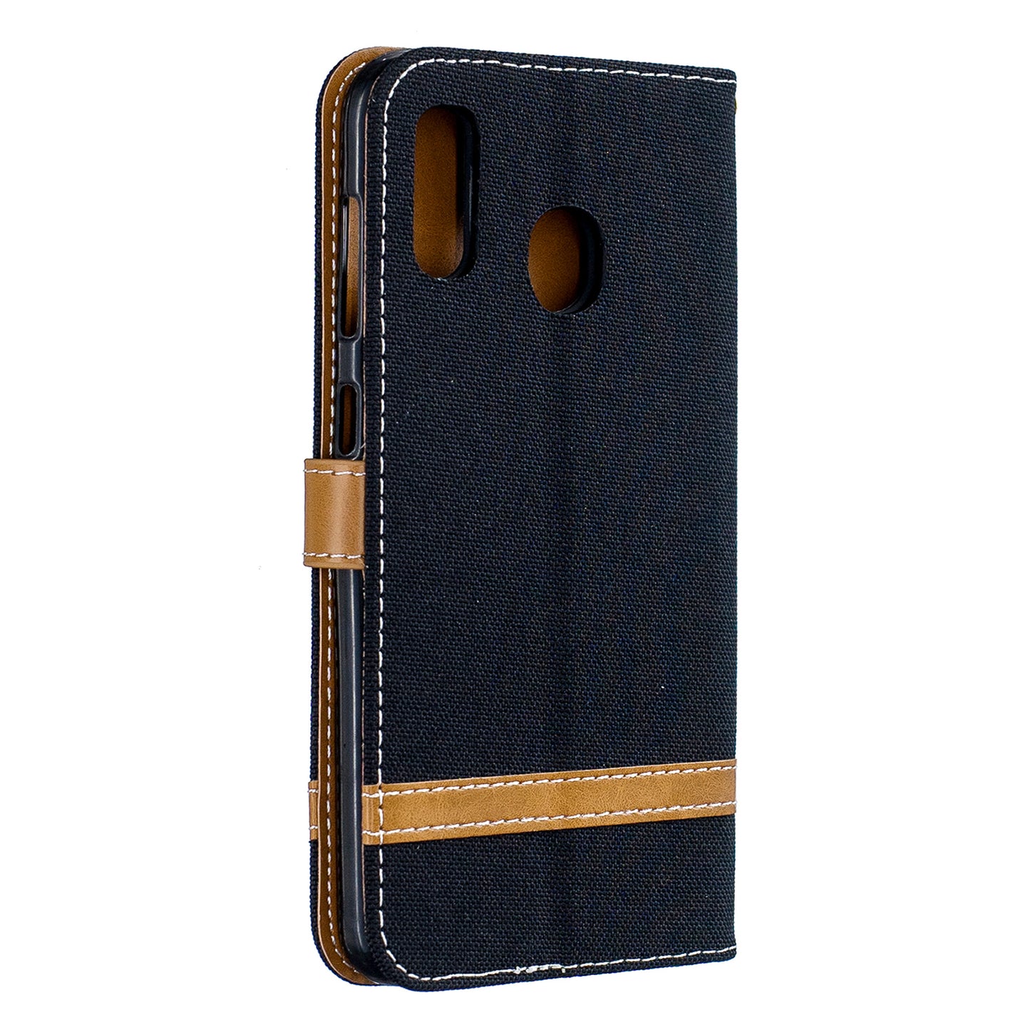 Two-tone Jean Cloth PU Leather Flip Case for Samsung Galaxy A20 / A30