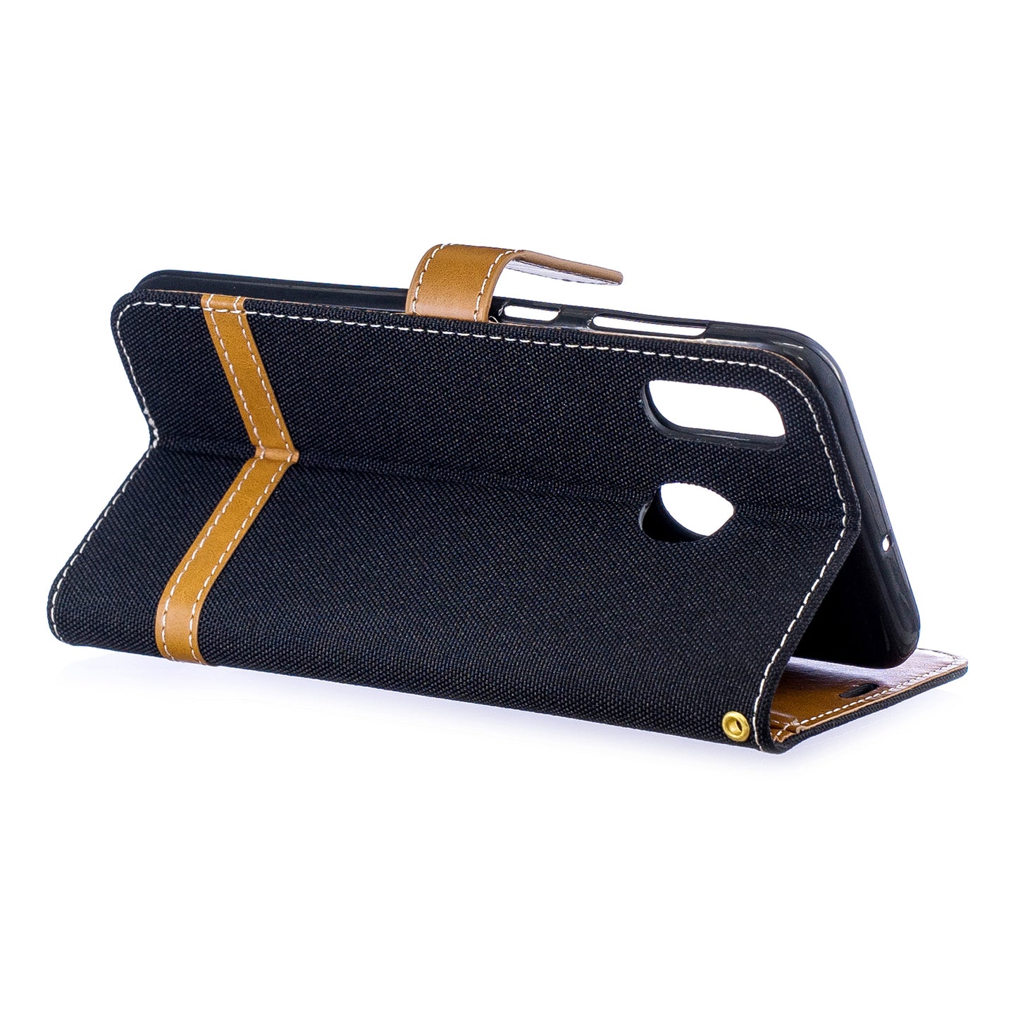Two-tone Jean Cloth PU Leather Flip Case for Samsung Galaxy A20 / A30