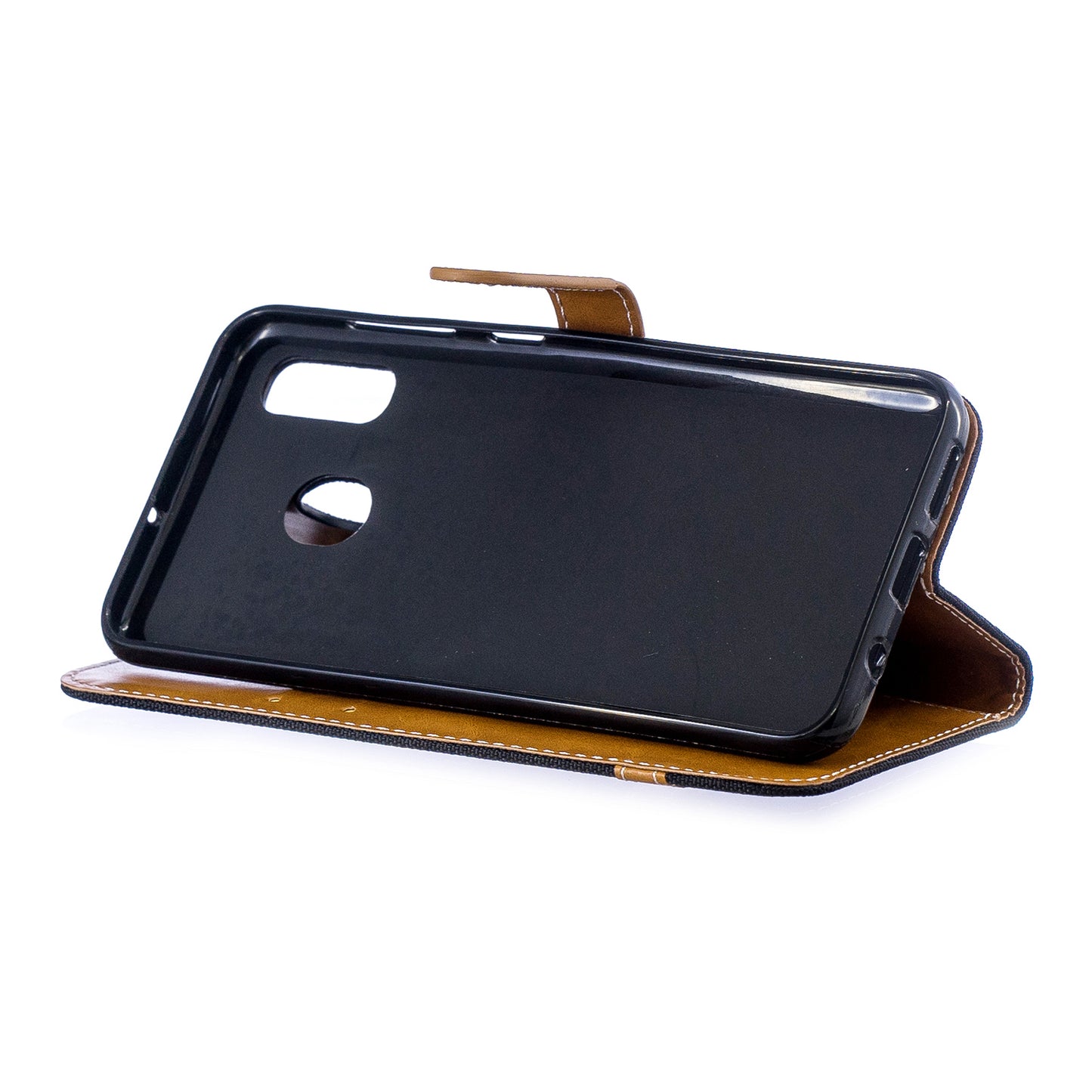 Two-tone Jean Cloth PU Leather Flip Case for Samsung Galaxy A20 / A30