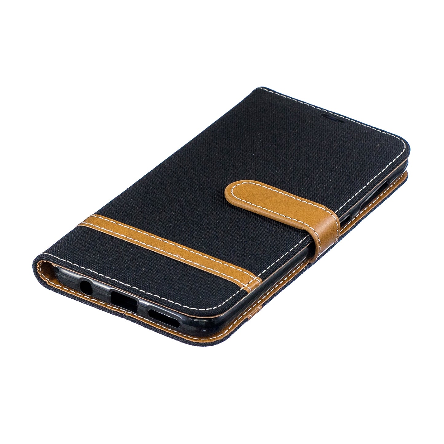 Two-tone Jean Cloth PU Leather Flip Case for Samsung Galaxy A20 / A30
