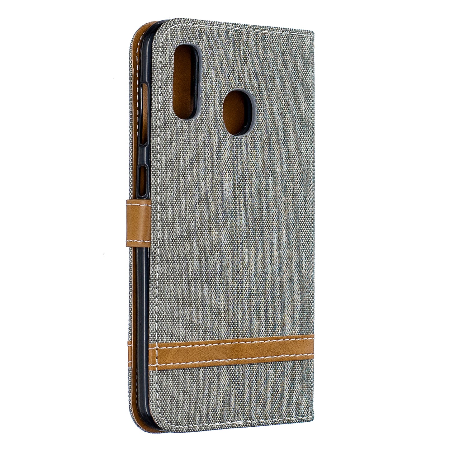 Two-tone Jean Cloth PU Leather Flip Case for Samsung Galaxy A20 / A30