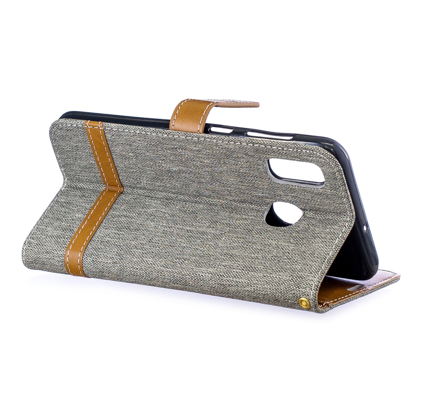 Two-tone Jean Cloth PU Leather Flip Case for Samsung Galaxy A20 / A30