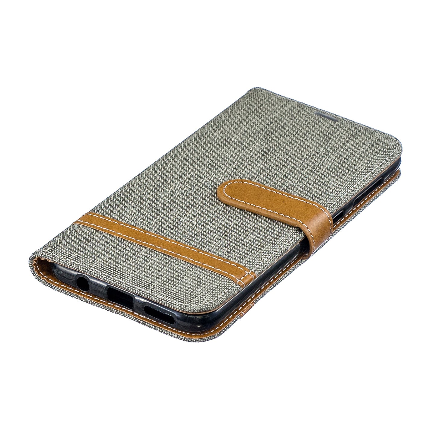 Two-tone Jean Cloth PU Leather Flip Case for Samsung Galaxy A20 / A30