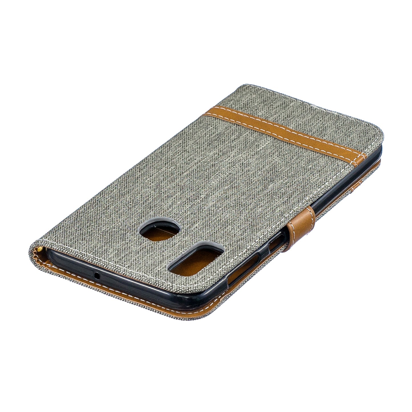 Two-tone Jean Cloth PU Leather Flip Case for Samsung Galaxy A20 / A30