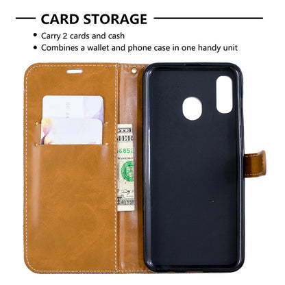 Two-tone Jean Cloth PU Leather Flip Case for Samsung Galaxy A20 / A30