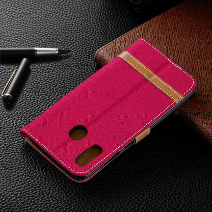 Two-tone Jean Cloth PU Leather Flip Case for Samsung Galaxy A20 / A30
