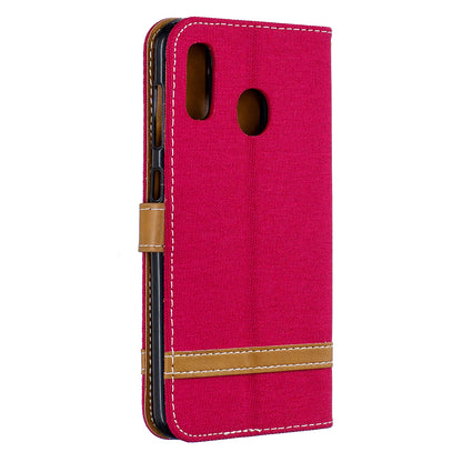 Two-tone Jean Cloth PU Leather Flip Case for Samsung Galaxy A20 / A30