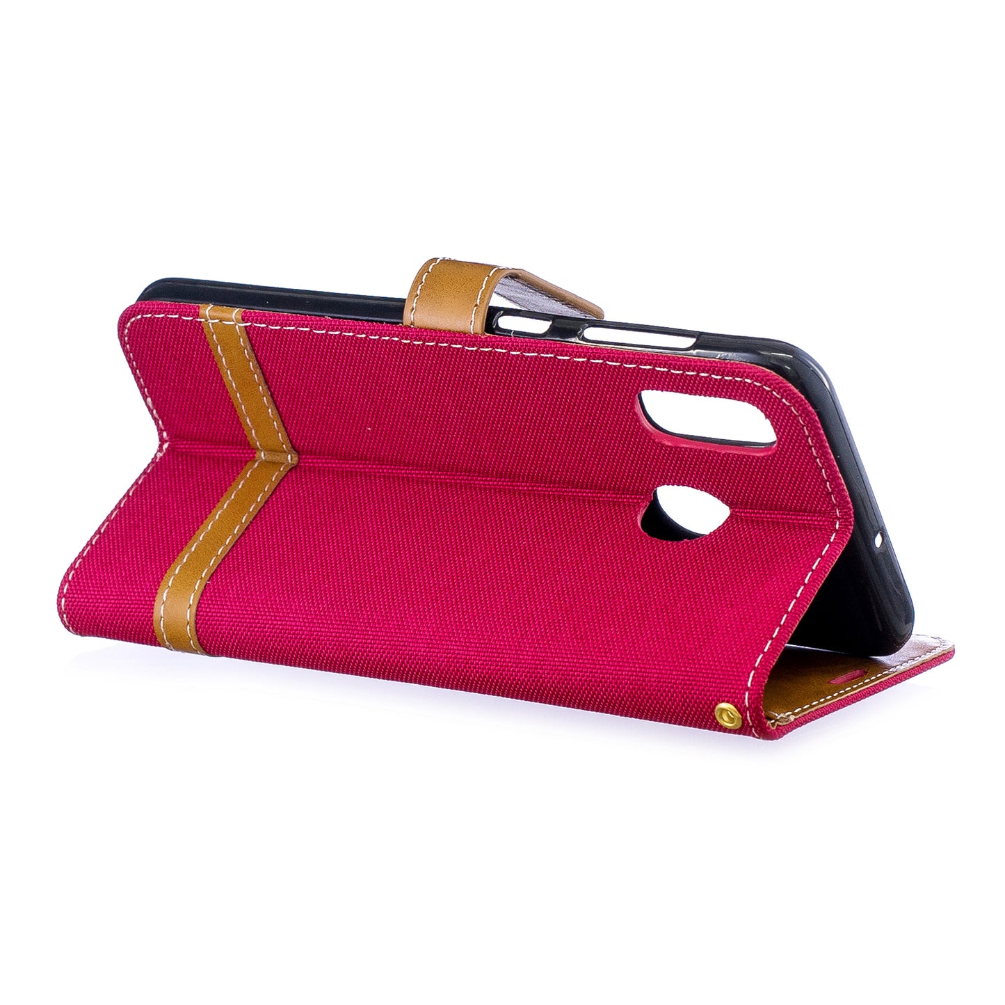 Two-tone Jean Cloth PU Leather Flip Case for Samsung Galaxy A20 / A30