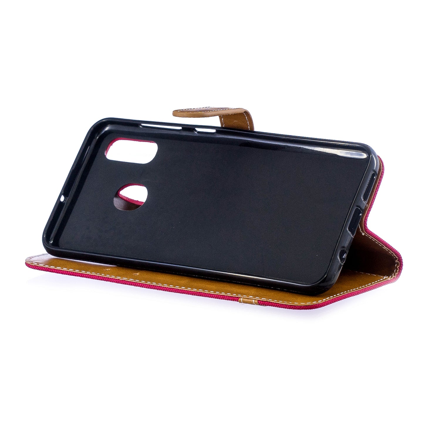 Two-tone Jean Cloth PU Leather Flip Case for Samsung Galaxy A20 / A30