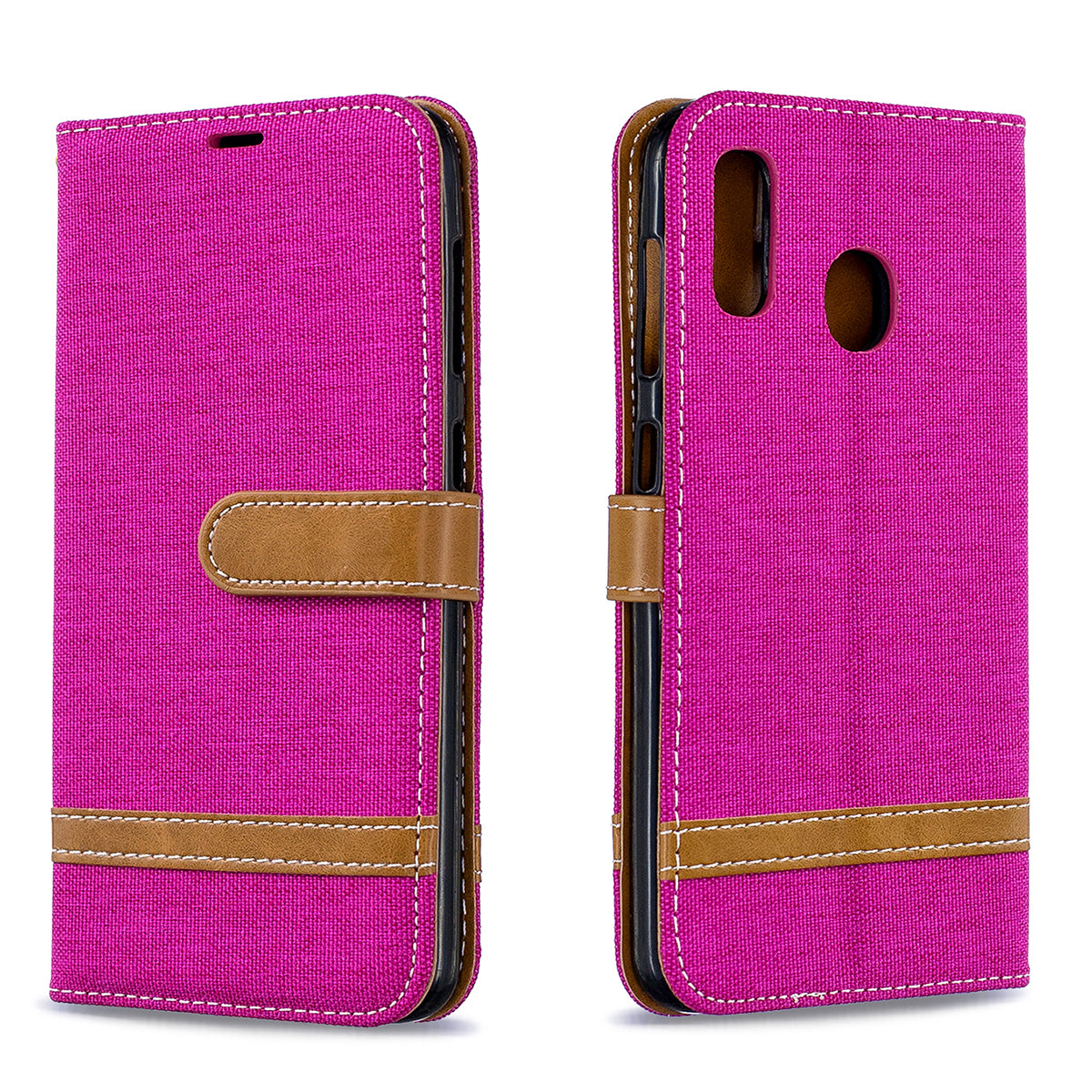 Two-tone Jean Cloth PU Leather Flip Case for Samsung Galaxy A20 / A30