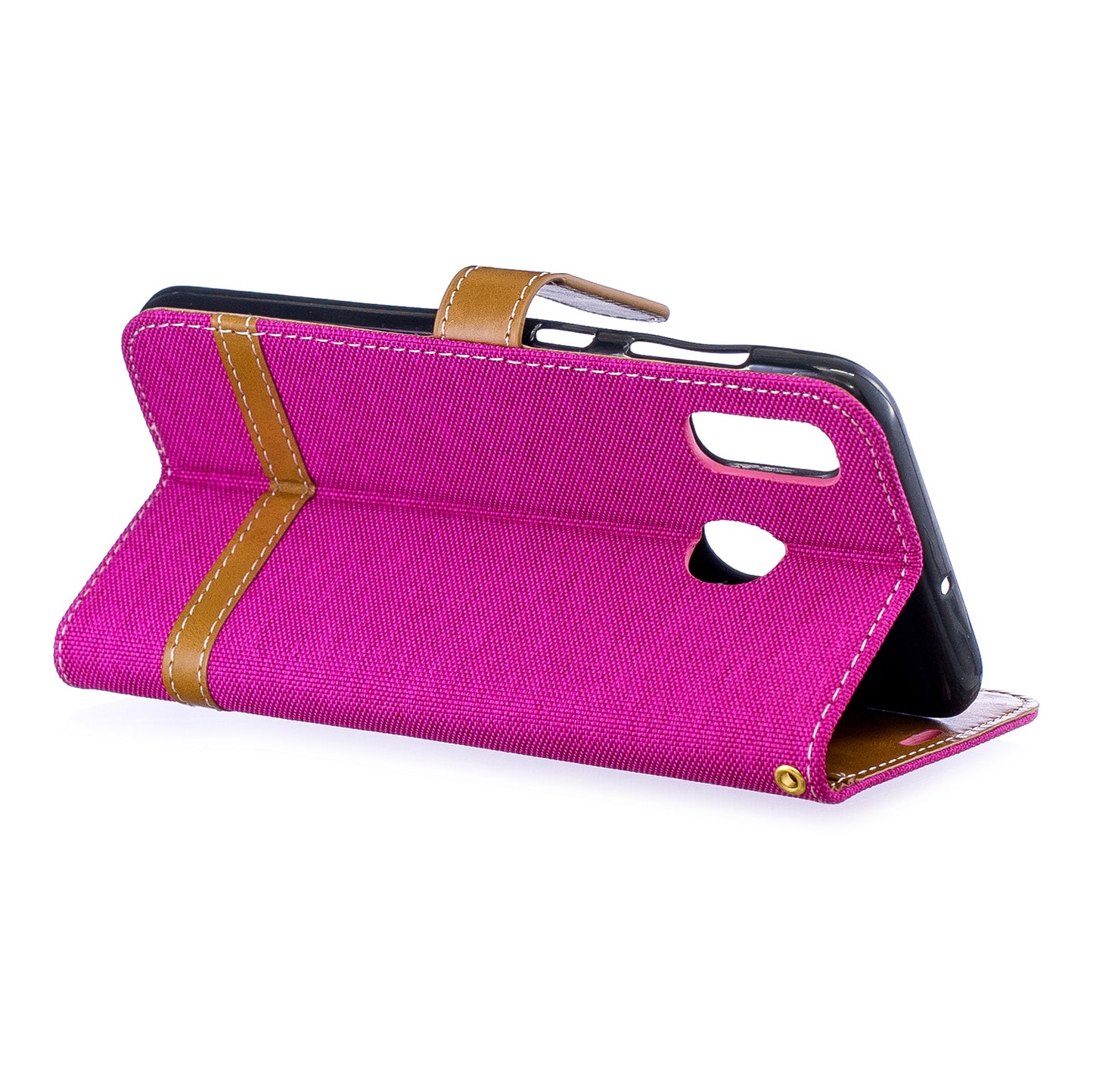 Two-tone Jean Cloth PU Leather Flip Case for Samsung Galaxy A20 / A30