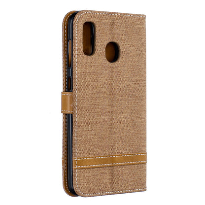Two-tone Jean Cloth PU Leather Flip Case for Samsung Galaxy A20 / A30