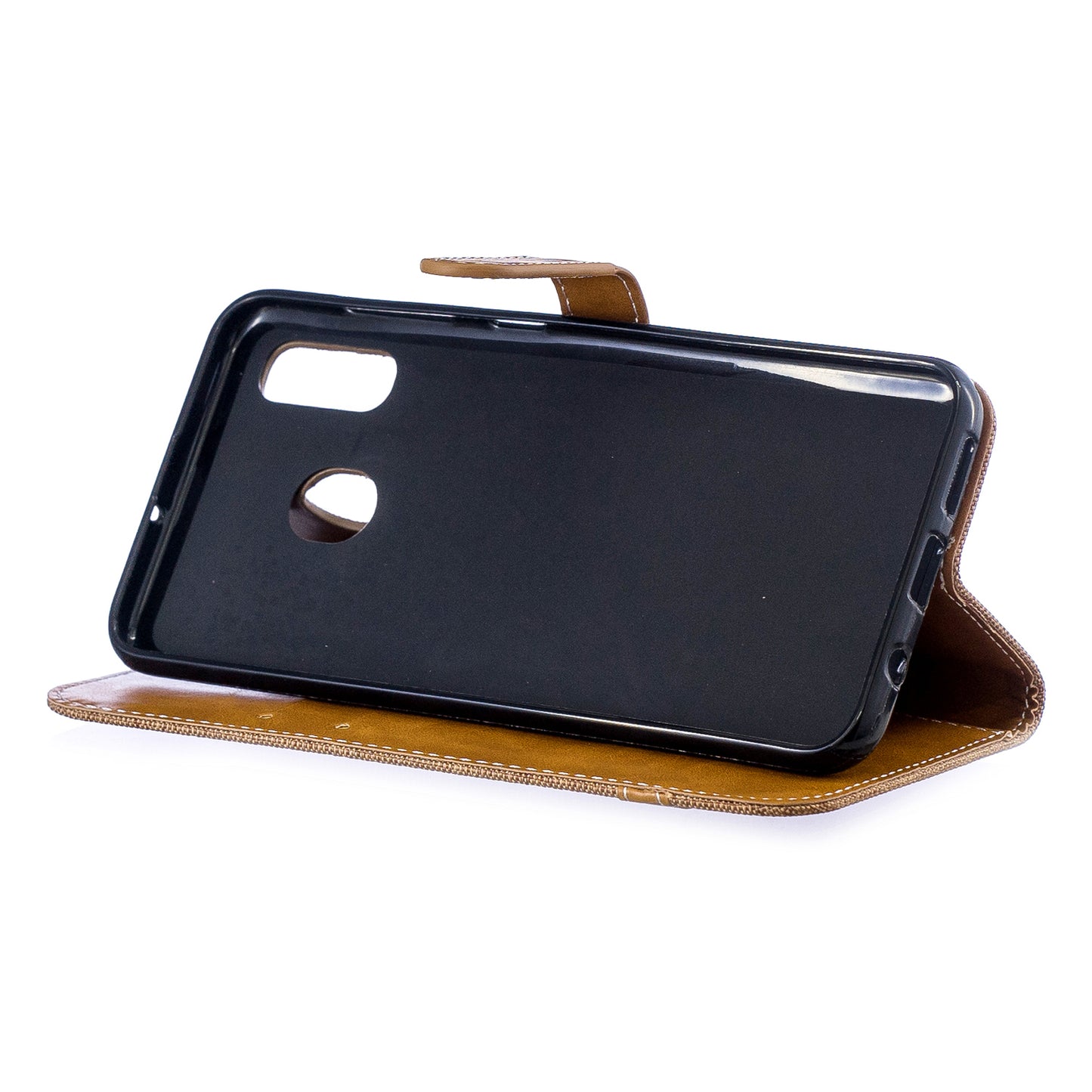 Two-tone Jean Cloth PU Leather Flip Case for Samsung Galaxy A20 / A30