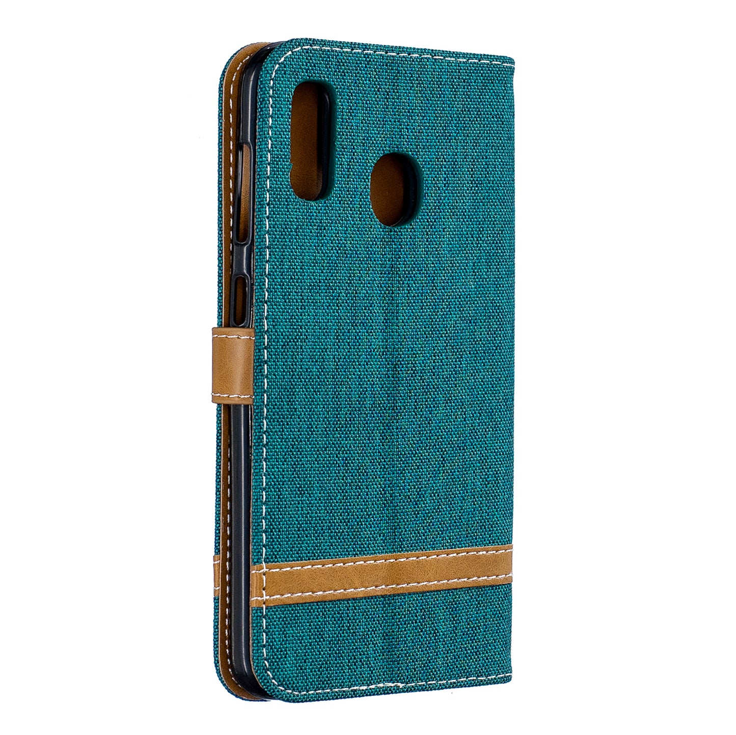 Two-tone Jean Cloth PU Leather Flip Case for Samsung Galaxy A20 / A30