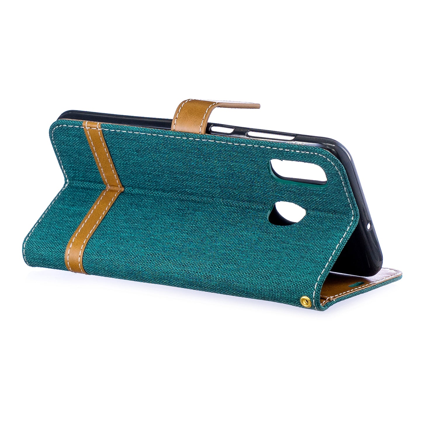 Two-tone Jean Cloth PU Leather Flip Case for Samsung Galaxy A20 / A30
