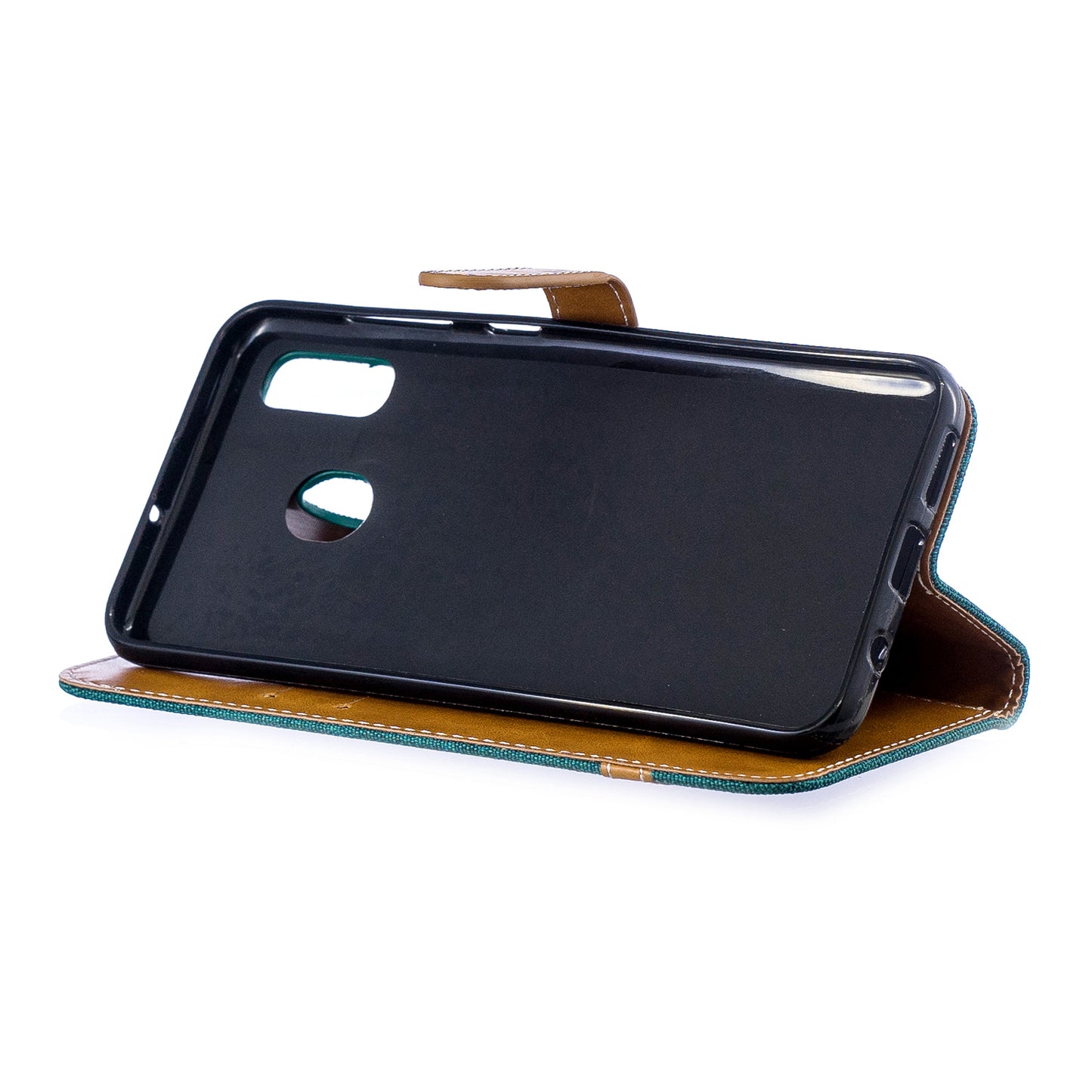 Two-tone Jean Cloth PU Leather Flip Case for Samsung Galaxy A20 / A30