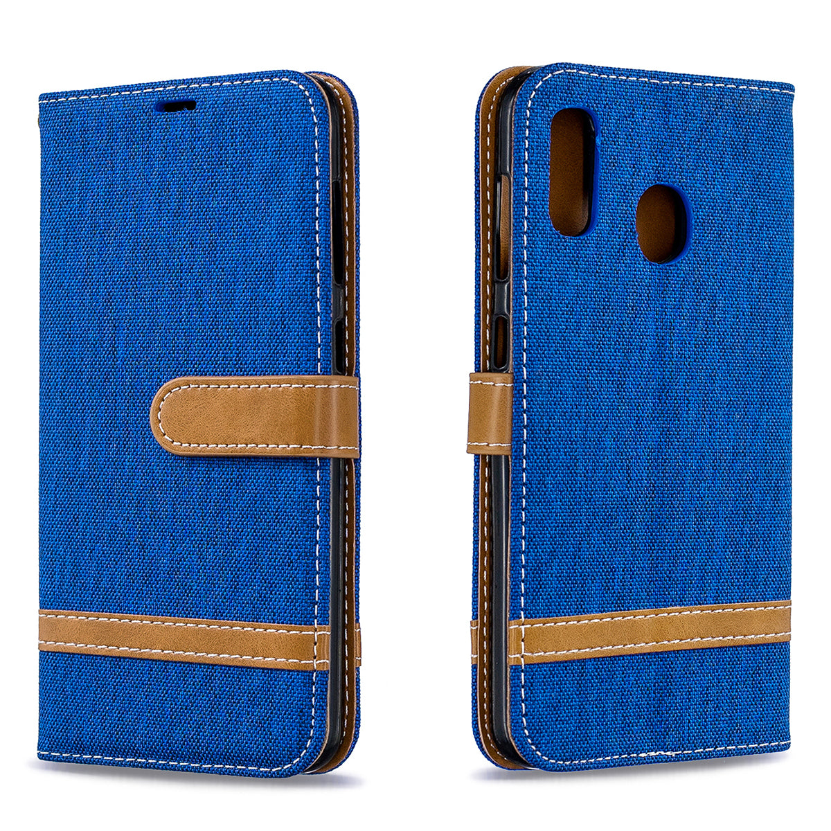 Two-tone Jean Cloth PU Leather Flip Case for Samsung Galaxy A20 / A30