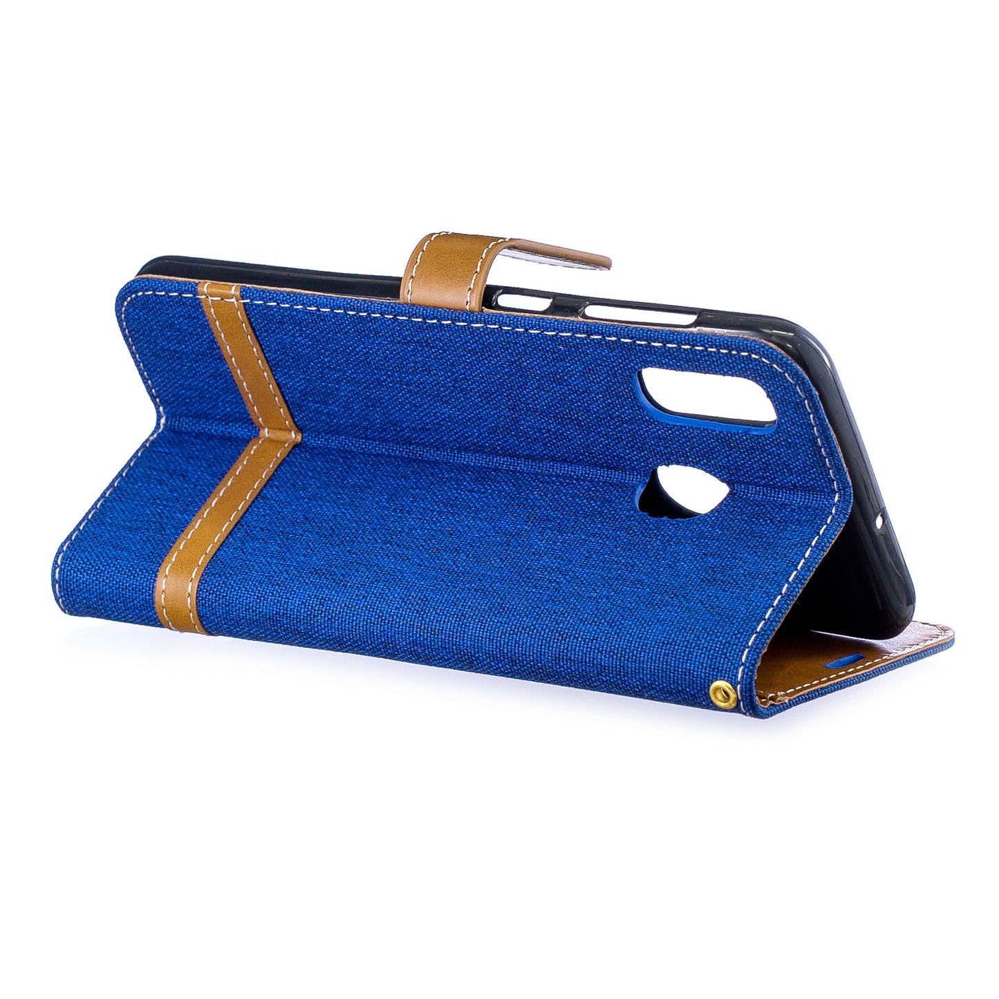 Two-tone Jean Cloth PU Leather Flip Case for Samsung Galaxy A20 / A30