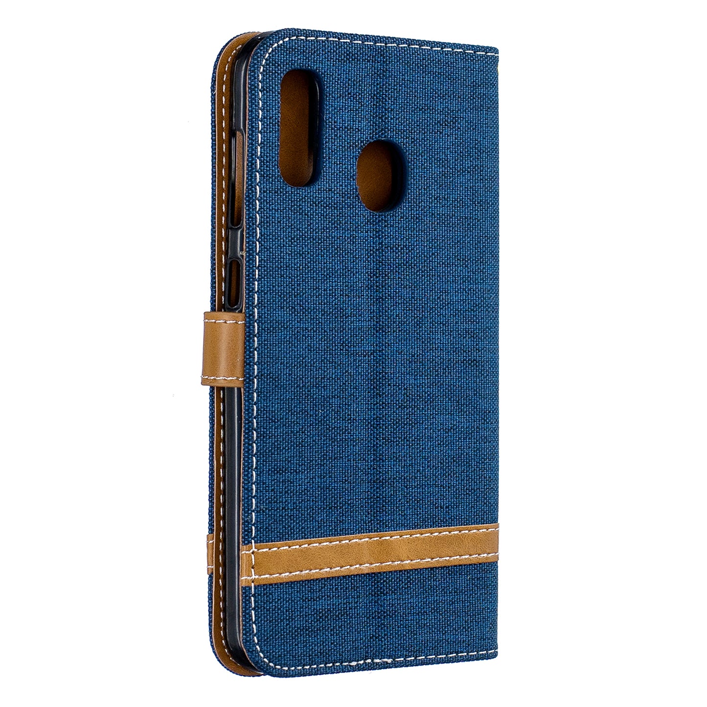 Two-tone Jean Cloth PU Leather Flip Case for Samsung Galaxy A20 / A30