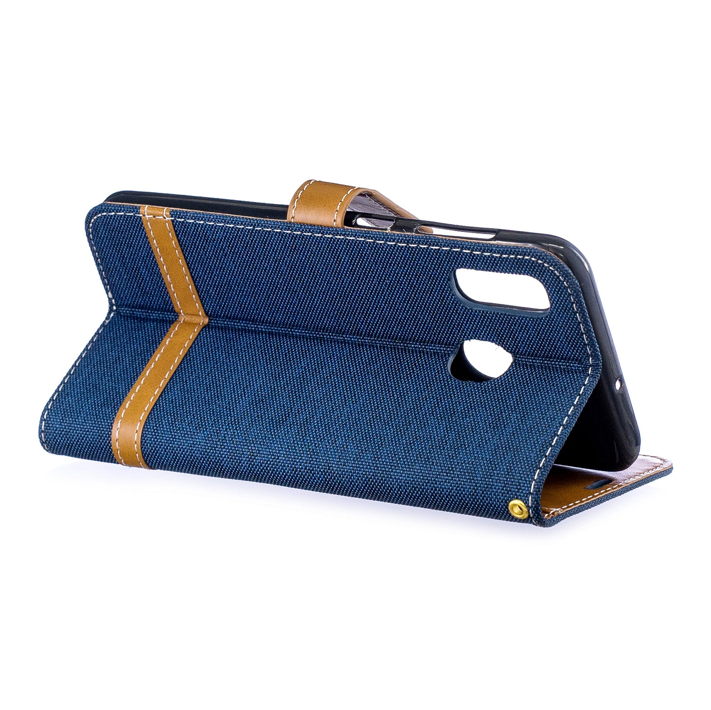 Two-tone Jean Cloth PU Leather Flip Case for Samsung Galaxy A20 / A30