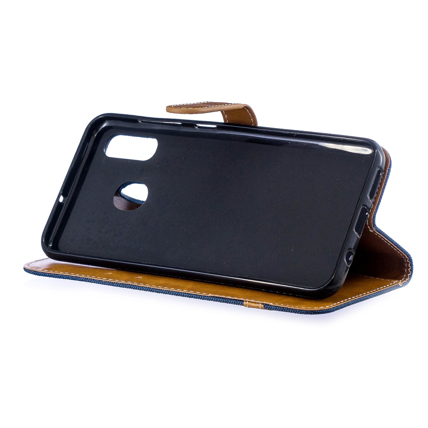 Two-tone Jean Cloth PU Leather Flip Case for Samsung Galaxy A20 / A30