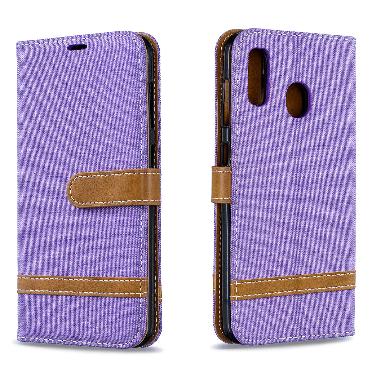 Two-tone Jean Cloth PU Leather Flip Case for Samsung Galaxy A20 / A30