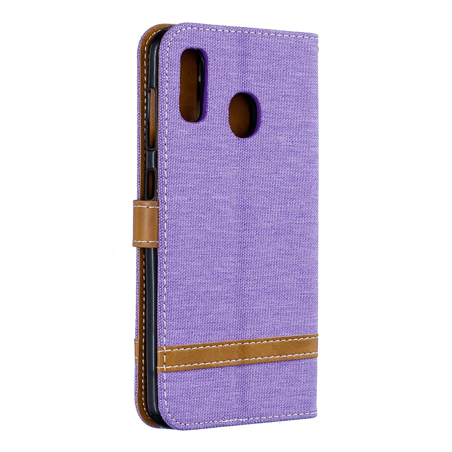 Two-tone Jean Cloth PU Leather Flip Case for Samsung Galaxy A20 / A30