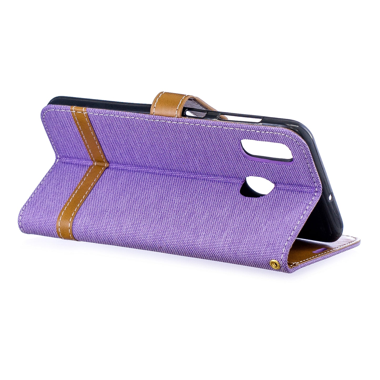 Two-tone Jean Cloth PU Leather Flip Case for Samsung Galaxy A20 / A30