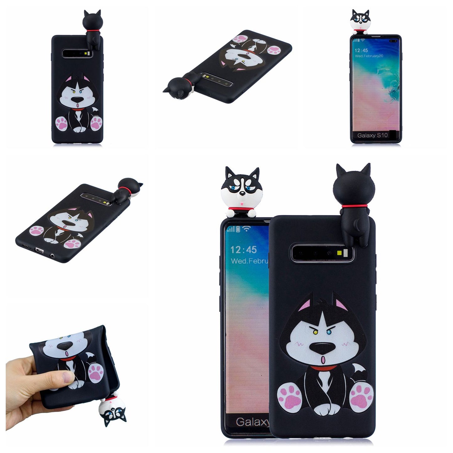 For Samsung Galaxy S10 Pattern Printing TPU Cell Phone Case with 3D Animal Doll