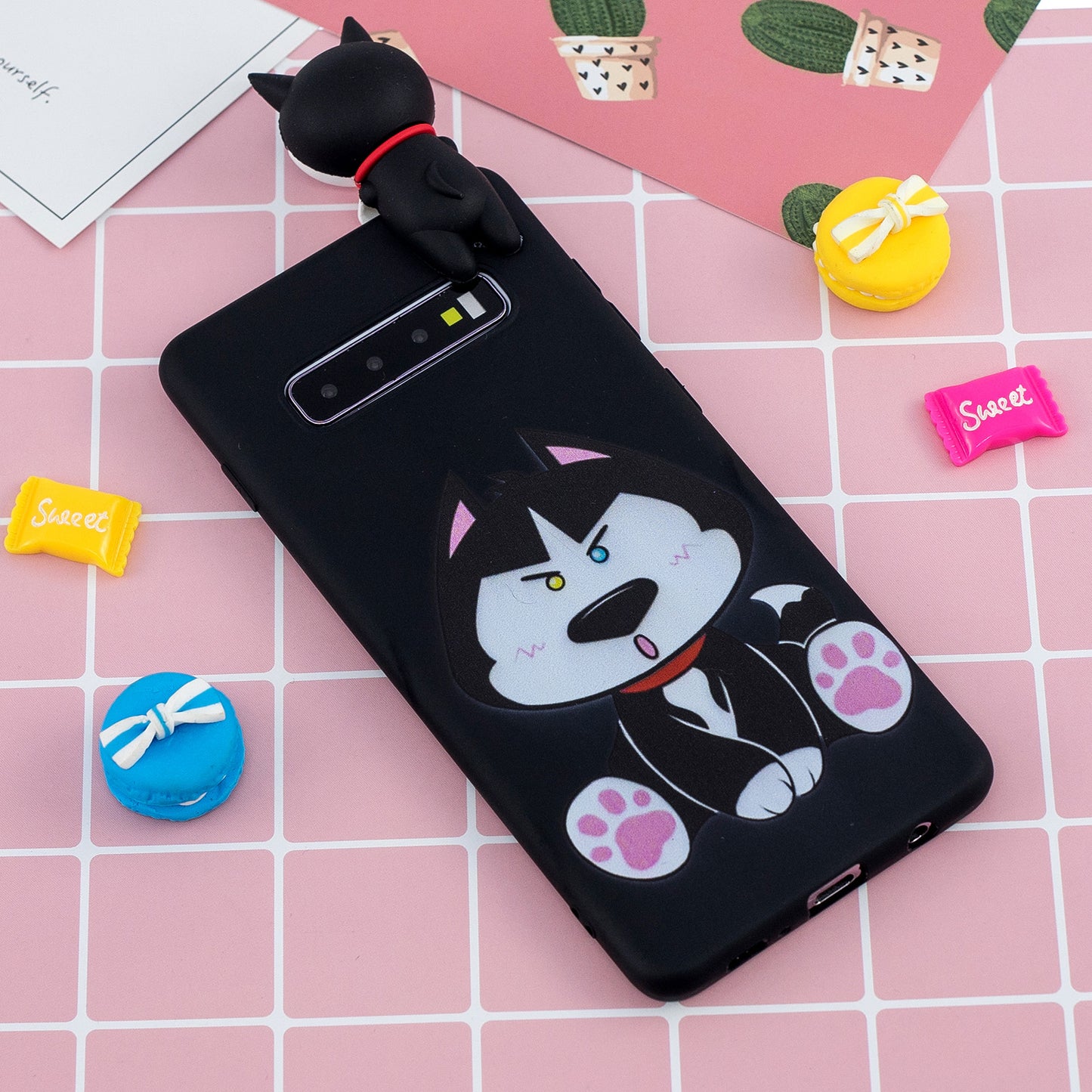 For Samsung Galaxy S10 Pattern Printing TPU Cell Phone Case with 3D Animal Doll