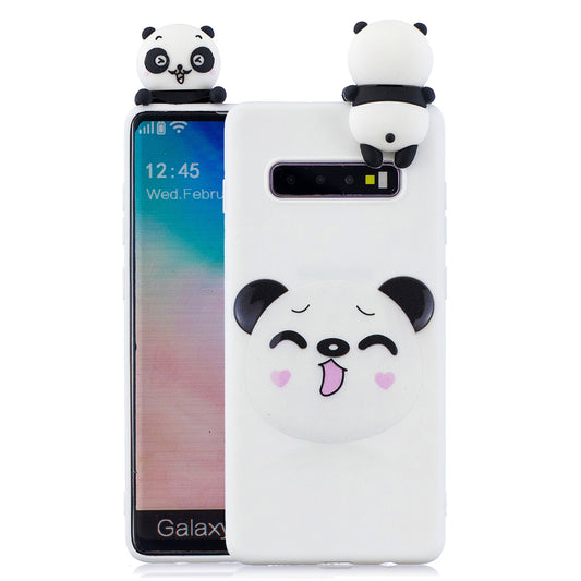 For Samsung Galaxy S10 Pattern Printing TPU Cell Phone Case with 3D Animal Doll