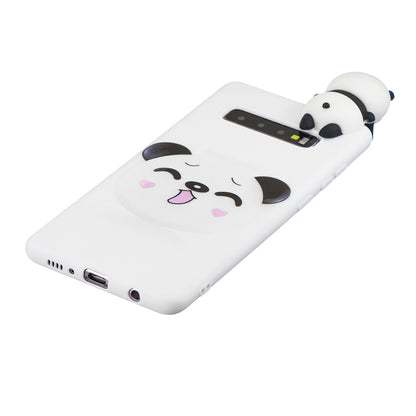 For Samsung Galaxy S10 Pattern Printing TPU Cell Phone Case with 3D Animal Doll