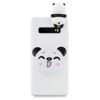For Samsung Galaxy S10 Pattern Printing TPU Cell Phone Case with 3D Animal Doll