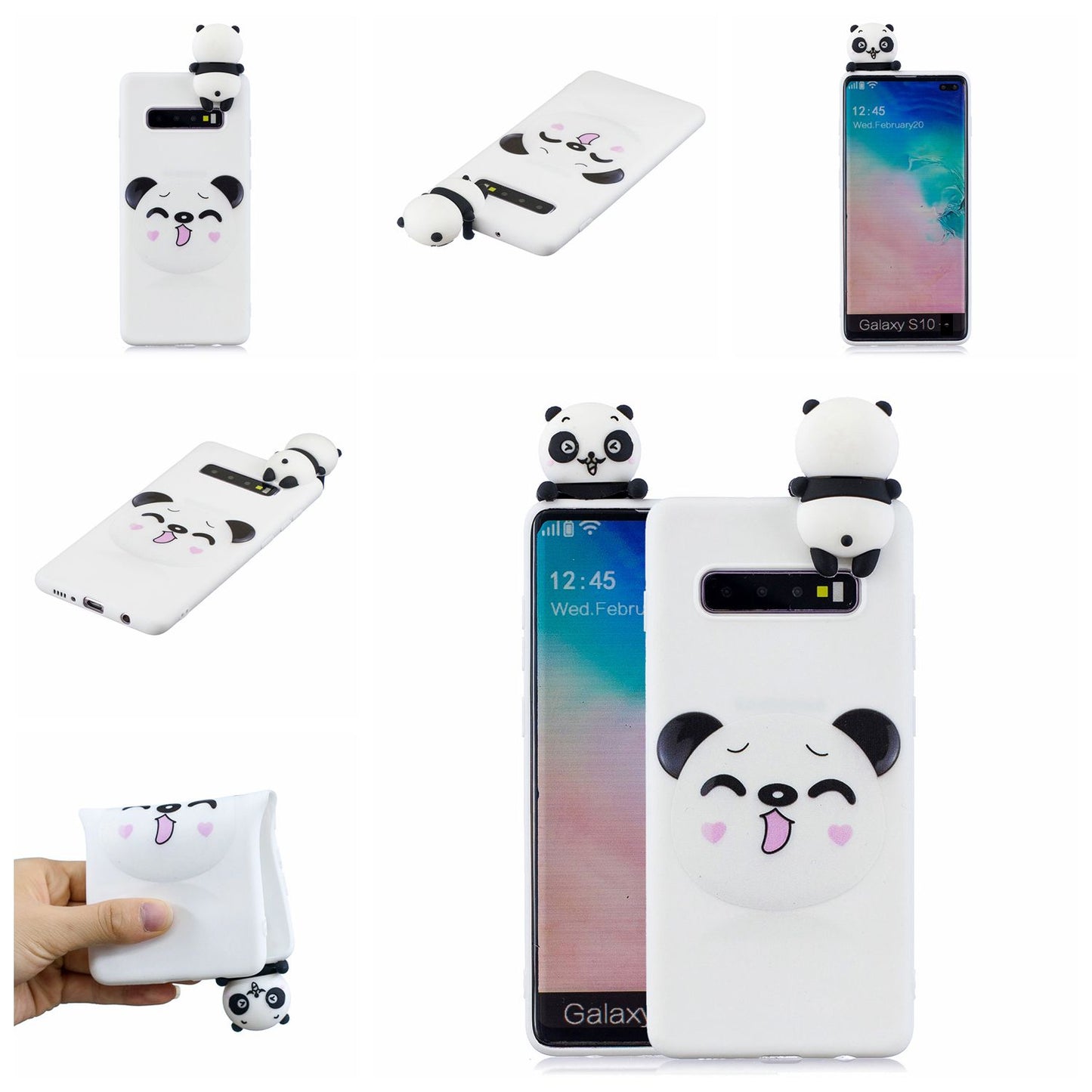 For Samsung Galaxy S10 Pattern Printing TPU Cell Phone Case with 3D Animal Doll