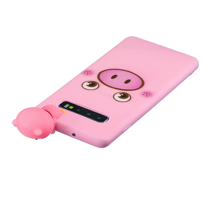 For Samsung Galaxy S10 Pattern Printing TPU Cell Phone Case with 3D Animal Doll