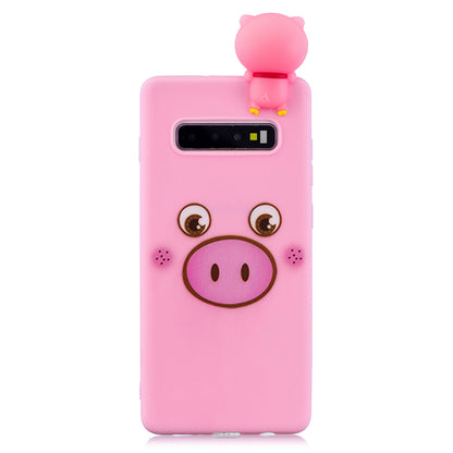 For Samsung Galaxy S10 Pattern Printing TPU Cell Phone Case with 3D Animal Doll