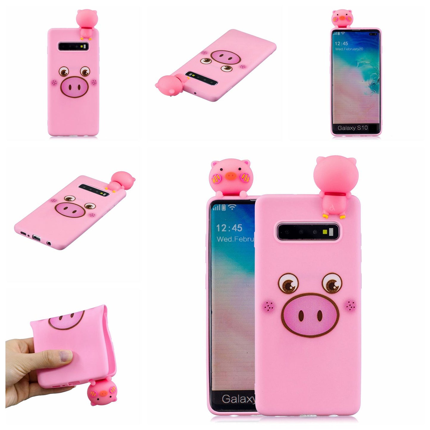 For Samsung Galaxy S10 Pattern Printing TPU Cell Phone Case with 3D Animal Doll
