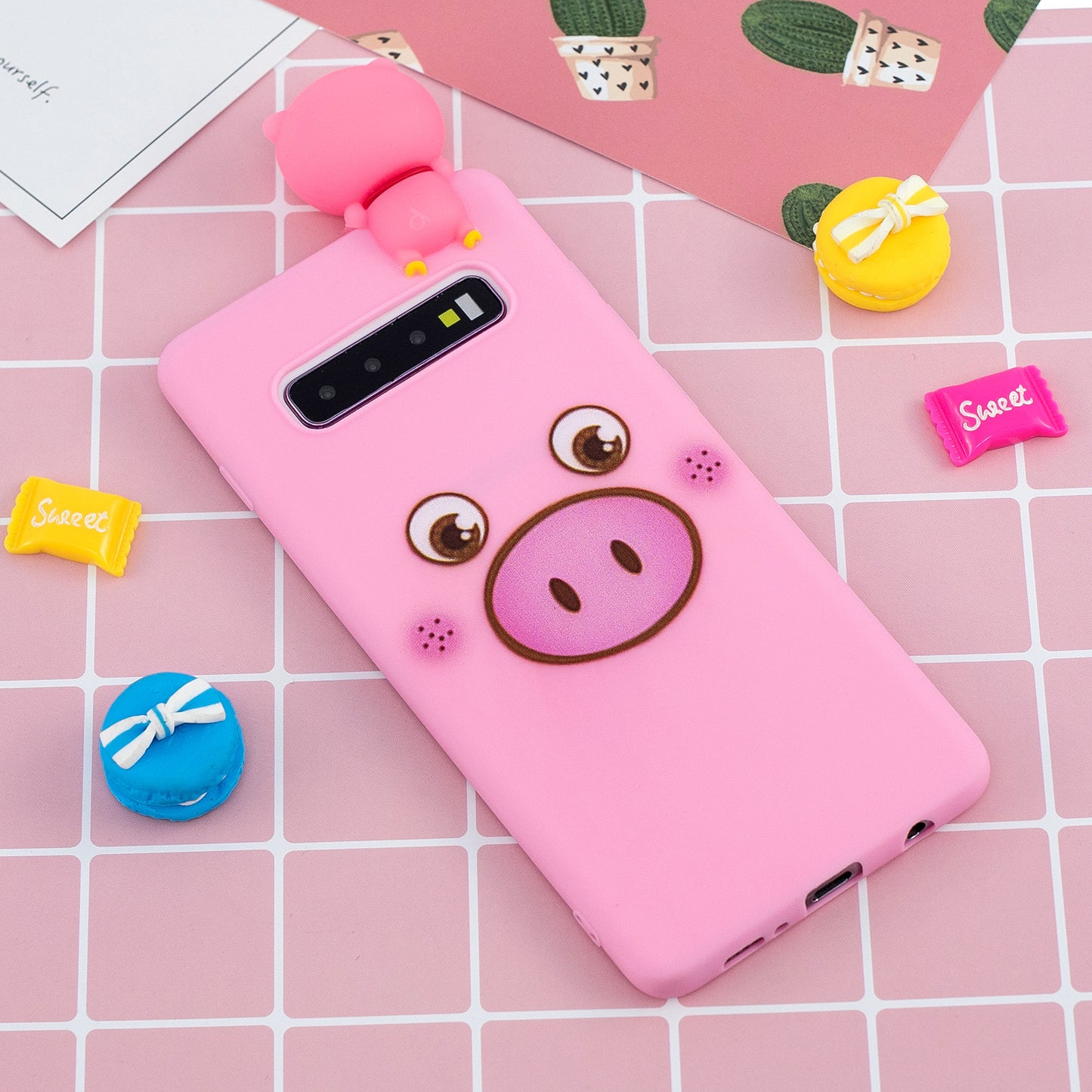 For Samsung Galaxy S10 Pattern Printing TPU Cell Phone Case with 3D Animal Doll