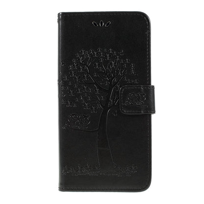 Imprint Tree Owl Magnetic Wallet PU Leather Cover with Stand for Samsung Galaxy A10