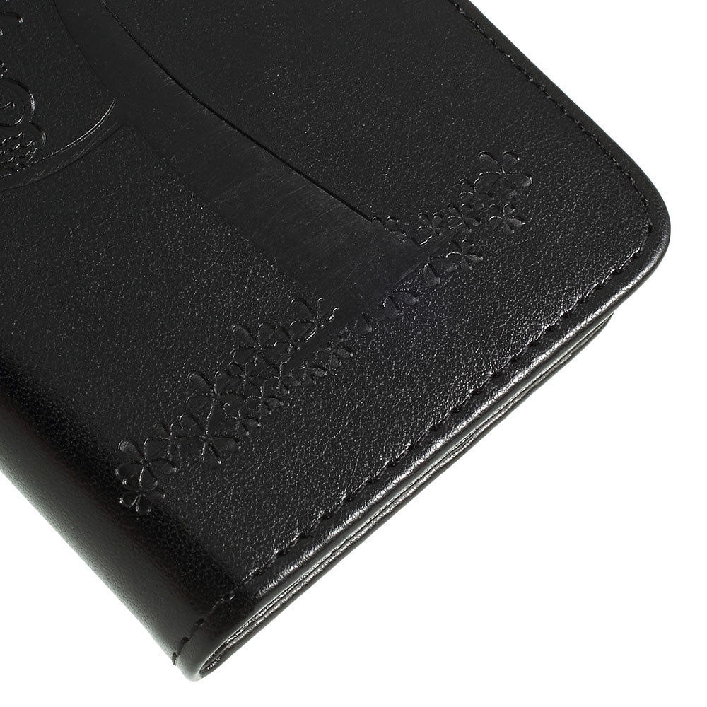 Imprint Tree Owl Magnetic Wallet PU Leather Cover with Stand for Samsung Galaxy A10