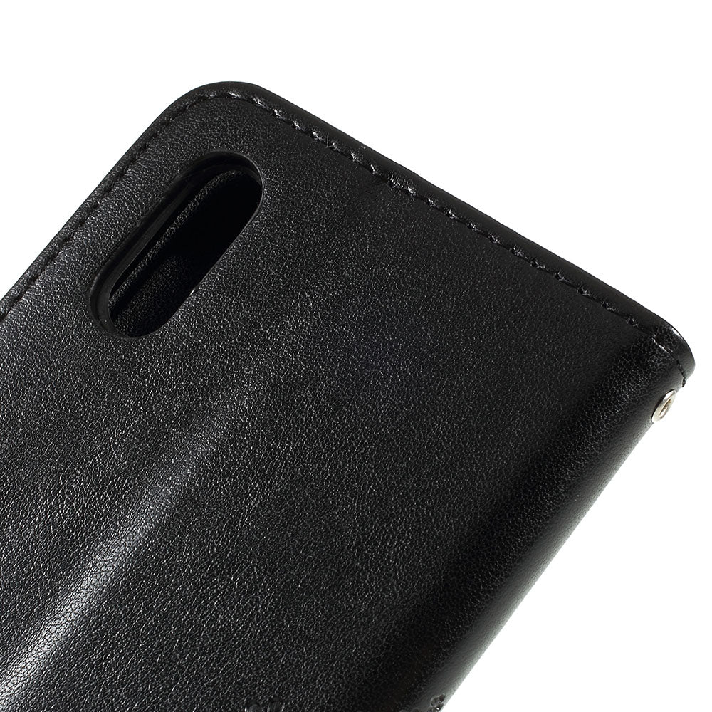 Imprint Tree Owl Magnetic Wallet PU Leather Cover with Stand for Samsung Galaxy A10