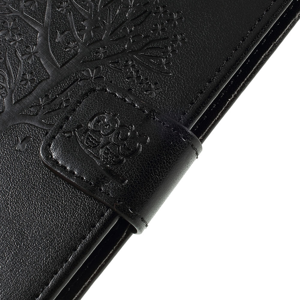 Imprint Tree Owl Magnetic Wallet PU Leather Cover with Stand for Samsung Galaxy A10