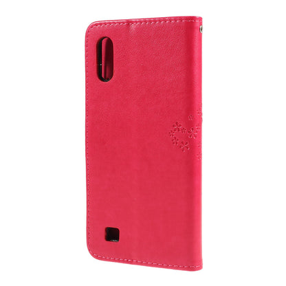 Imprint Tree Owl Magnetic Wallet PU Leather Cover with Stand for Samsung Galaxy A10