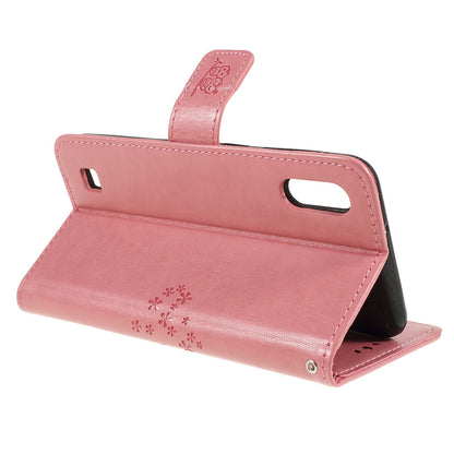 Imprint Tree Owl Magnetic Wallet PU Leather Cover with Stand for Samsung Galaxy A10
