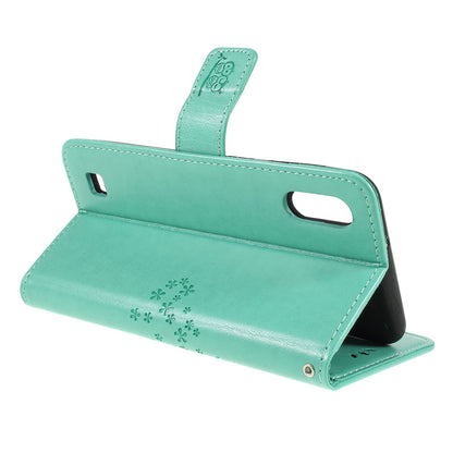 Imprint Tree Owl Magnetic Wallet PU Leather Cover with Stand for Samsung Galaxy A10