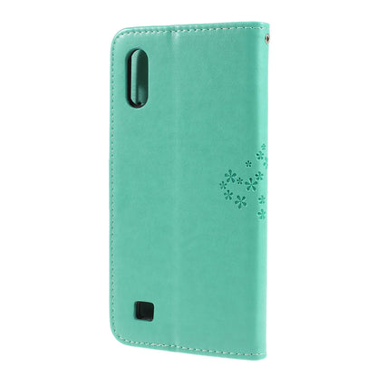Imprint Tree Owl Magnetic Wallet PU Leather Cover with Stand for Samsung Galaxy A10