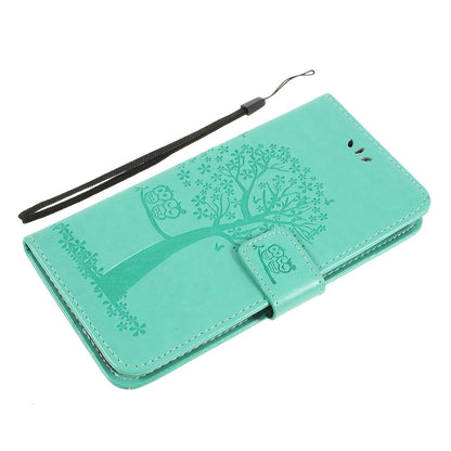 Imprint Tree Owl Magnetic Wallet PU Leather Cover with Stand for Samsung Galaxy A10