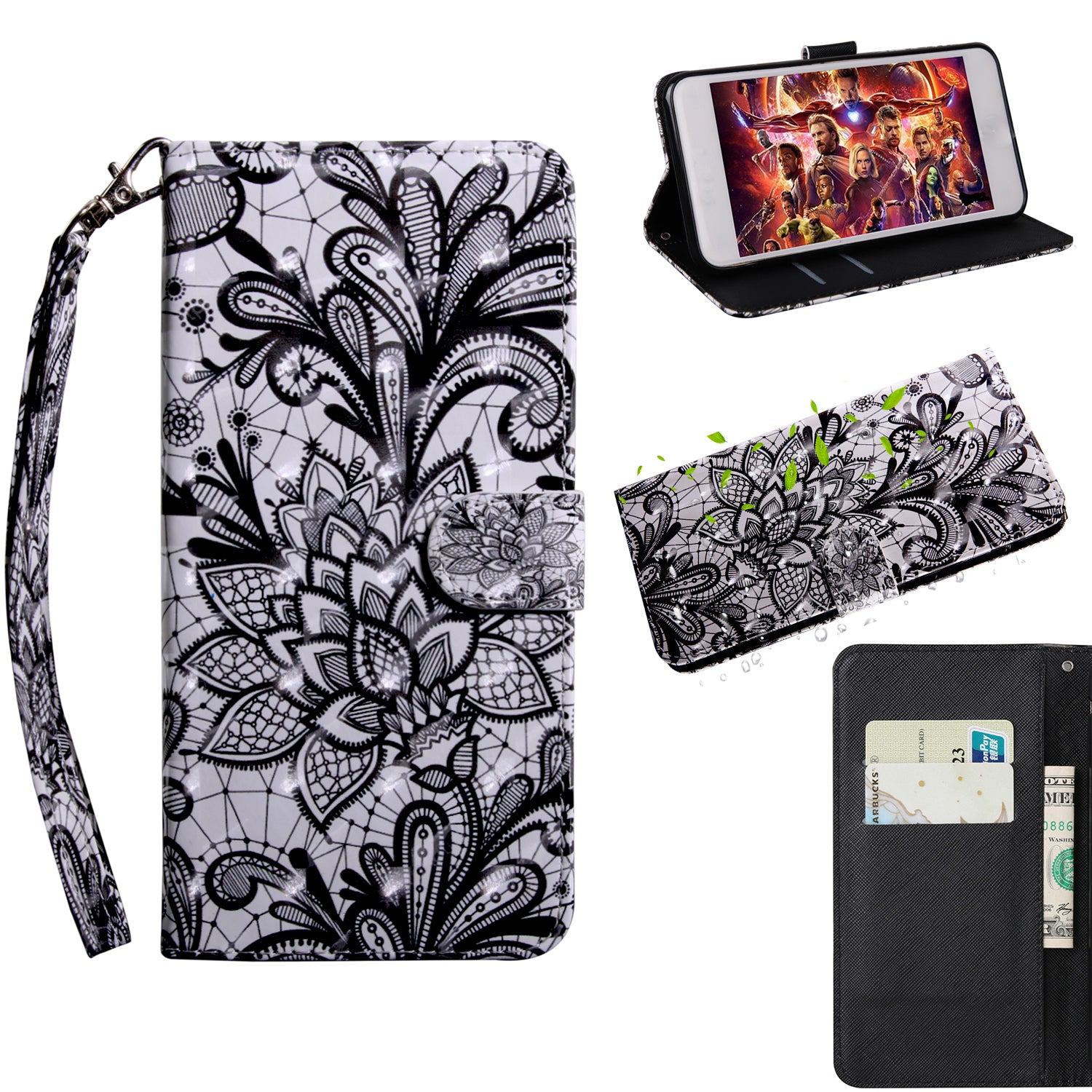 Light Spot Decor Patterned Leather Wallet Case for Samsung Galaxy A40