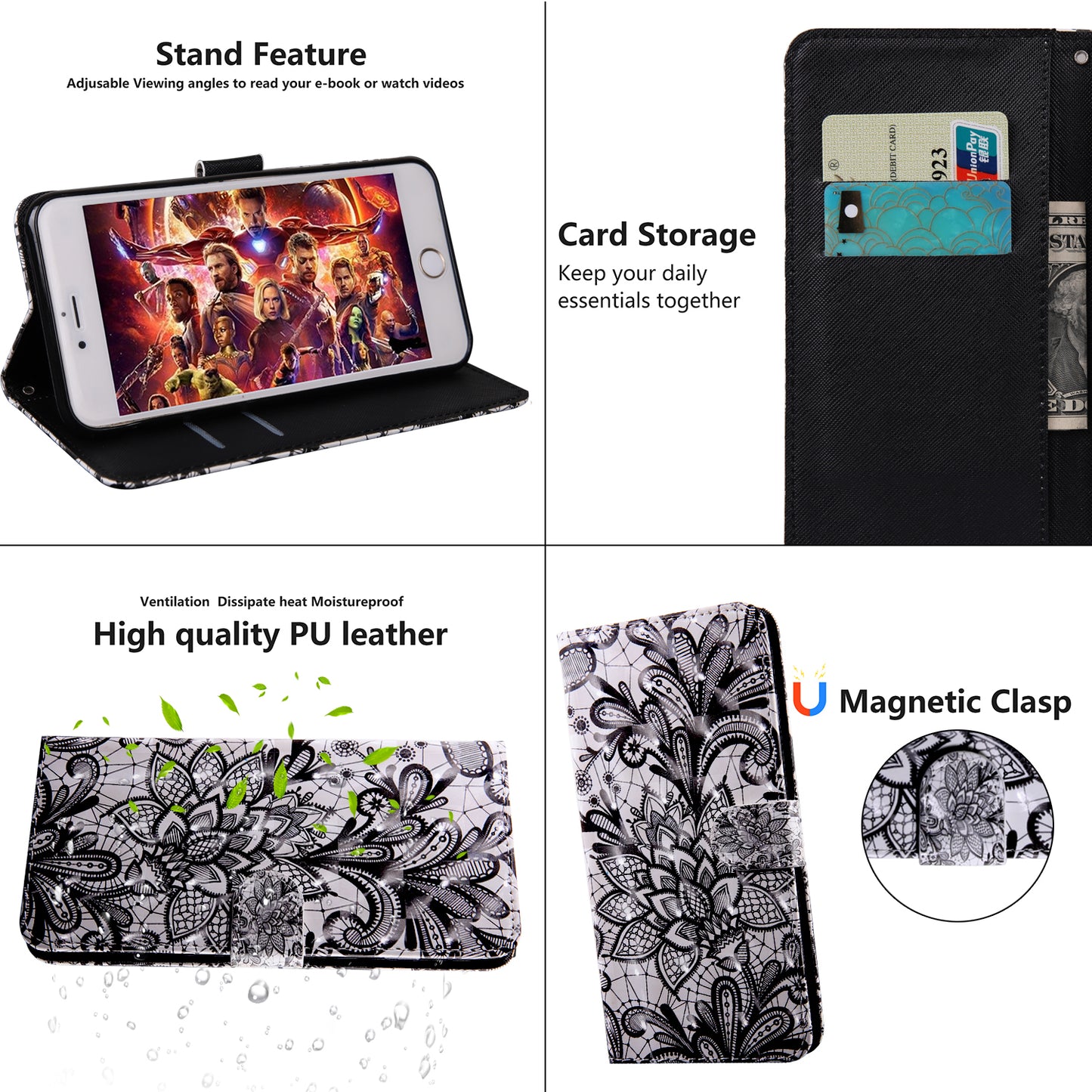 Light Spot Decor Patterned Leather Wallet Case for Samsung Galaxy A40