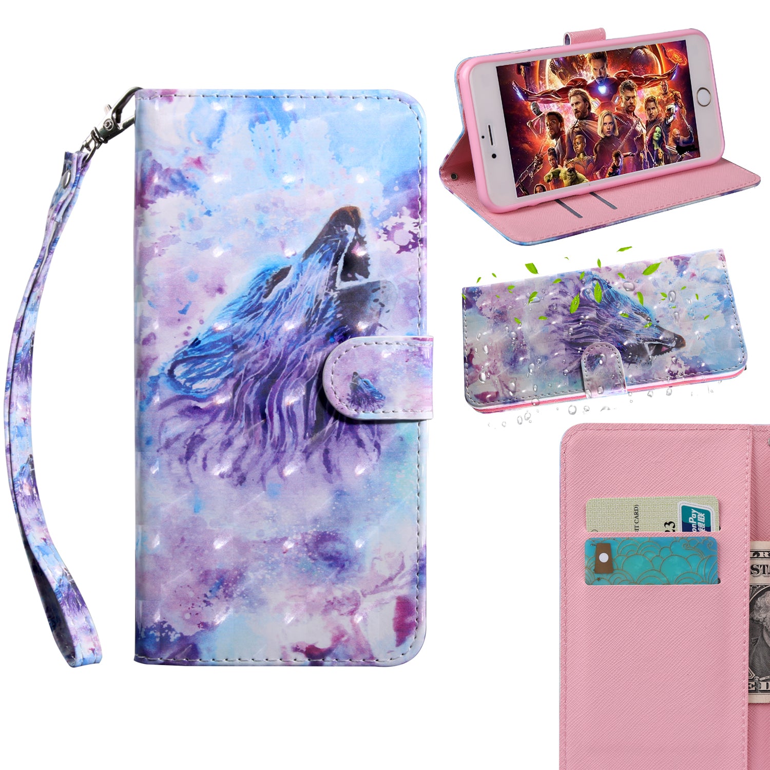 Light Spot Decor Patterned Leather Wallet Case for Samsung Galaxy A40